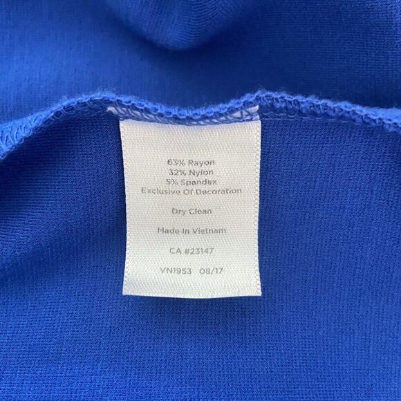 Talbots Refined Ponte Rickrack Trimmed Blue Sheath Midi Dress Size 20 Office - Picture 9 of 11